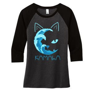 Blue Wave Of Cat Ladies Kamala Cat Typography Alphabet Cute Women's Tri-Blend 3/4-Sleeve Raglan Shirt