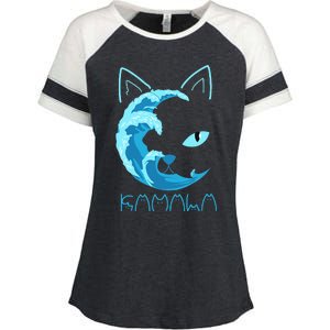 Blue Wave Of Cat Ladies Kamala Cat Typography Alphabet Cute Enza Ladies Jersey Colorblock Tee