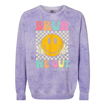 Bruh We Out teachers Cute End of School Groovy Summer Funny Colorblast Crewneck Sweatshirt