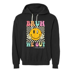 Bruh We Out teachers Cute End of School Groovy Summer Funny Garment-Dyed Fleece Hoodie