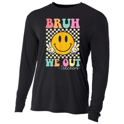 Bruh We Out teachers Cute End of School Groovy Summer Funny Cooling Performance Long Sleeve Crew