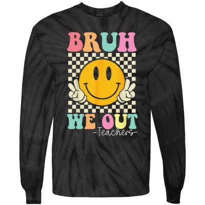 Bruh We Out teachers Cute End of School Groovy Summer Funny Tie-Dye Long Sleeve Shirt