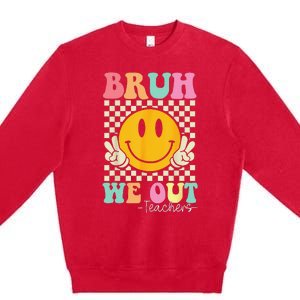 Bruh We Out teachers Cute End of School Groovy Summer Funny Premium Crewneck Sweatshirt