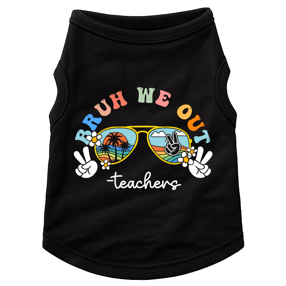 Bruh We Out Funny Last Day Of School Teacher Boy Girl Summer Doggie Tank
