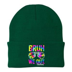 Bruh We Out Teachers Summer Tie Dye Last Day of School Knit Cap Winter Beanie