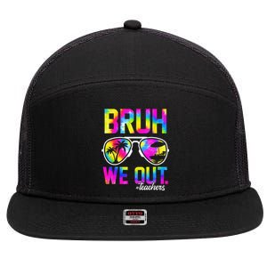 Bruh We Out Teachers Summer Tie Dye Last Day of School 7 Panel Mesh Trucker Snapback Hat