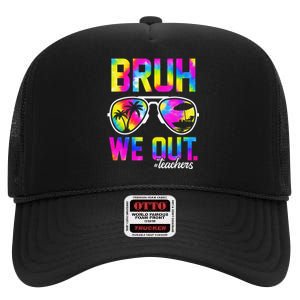 Bruh We Out Teachers Summer Tie Dye Last Day of School High Crown Mesh Back Trucker Hat