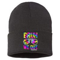 Bruh We Out Teachers Summer Tie Dye Last Day of School Sustainable Knit Beanie