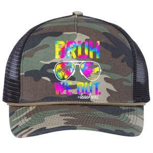 Bruh We Out Teachers Summer Tie Dye Last Day of School Retro Rope Trucker Hat Cap