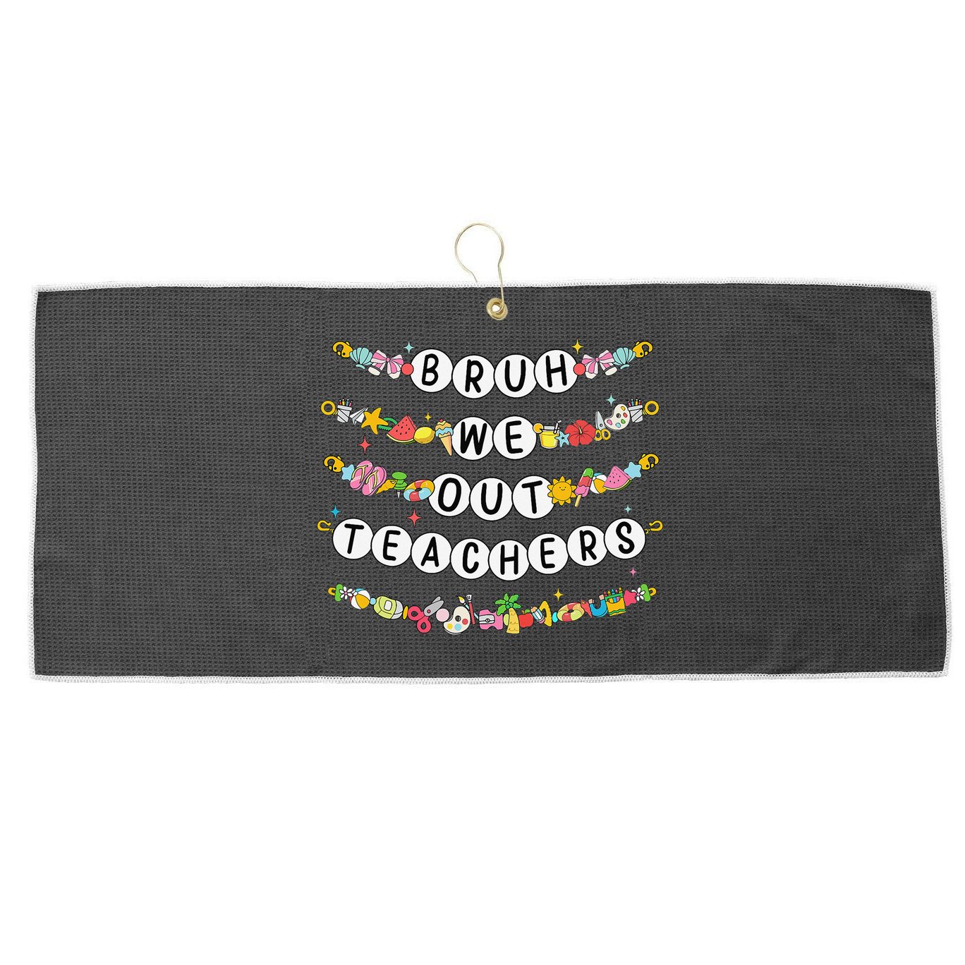 Bruh We Out Teacher Last Day Of School Friendship Bracelet Large Microfiber Waffle Golf Towel