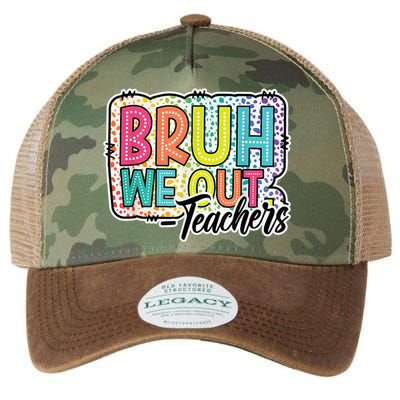 Bruh We Out Teachers Cute End Of School Year Summer Groovy Legacy Tie Dye Trucker Hat