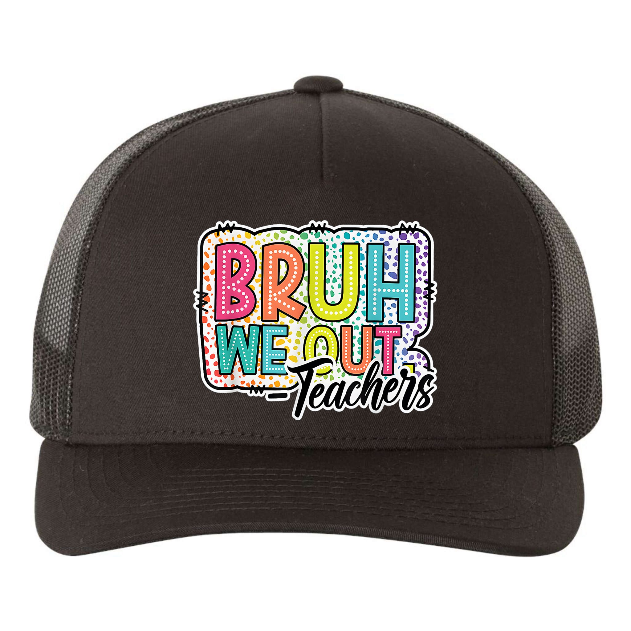 Bruh We Out Teachers Cute End Of School Year Summer Groovy Yupoong Adult 5-Panel Trucker Hat