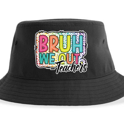 Bruh We Out Teachers Cute End Of School Year Summer Groovy Sustainable Bucket Hat