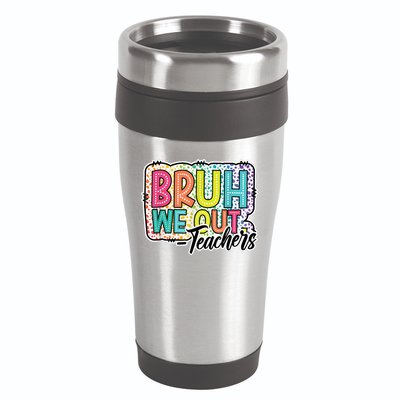 Bruh We Out Teachers Cute End Of School Year Summer Groovy 16oz Travel Tumbler