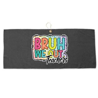 Bruh We Out Teachers Cute End Of School Year Summer Groovy Large Microfiber Waffle Golf Towel