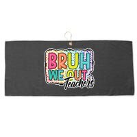 Bruh We Out Teachers Cute End Of School Year Summer Groovy Large Microfiber Waffle Golf Towel