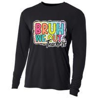 Bruh We Out Teachers Cute End Of School Year Summer Groovy Cooling Performance Long Sleeve Crew