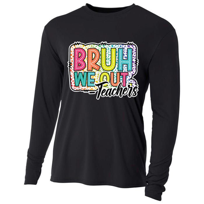 Bruh We Out Teachers Cute End Of School Year Summer Groovy Cooling Performance Long Sleeve Crew