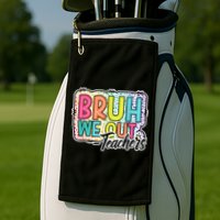 Bruh We Out Teachers Cute End Of School Year Summer Groovy Golf Towel