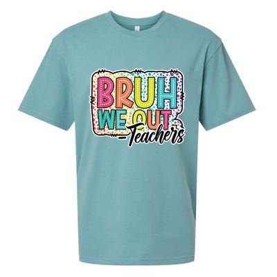 Bruh We Out Teachers Cute End Of School Year Summer Groovy Sueded Cloud Jersey T-Shirt