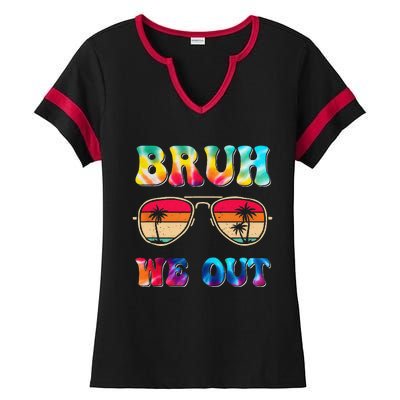 Bruh We Out Teacher Happy Last Day of School Hello Summer Ladies Halftime Notch Neck Tee