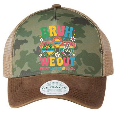 Bruh We Out Teachers Happy Last Day Of School Groovy Legacy Tie Dye Trucker Hat