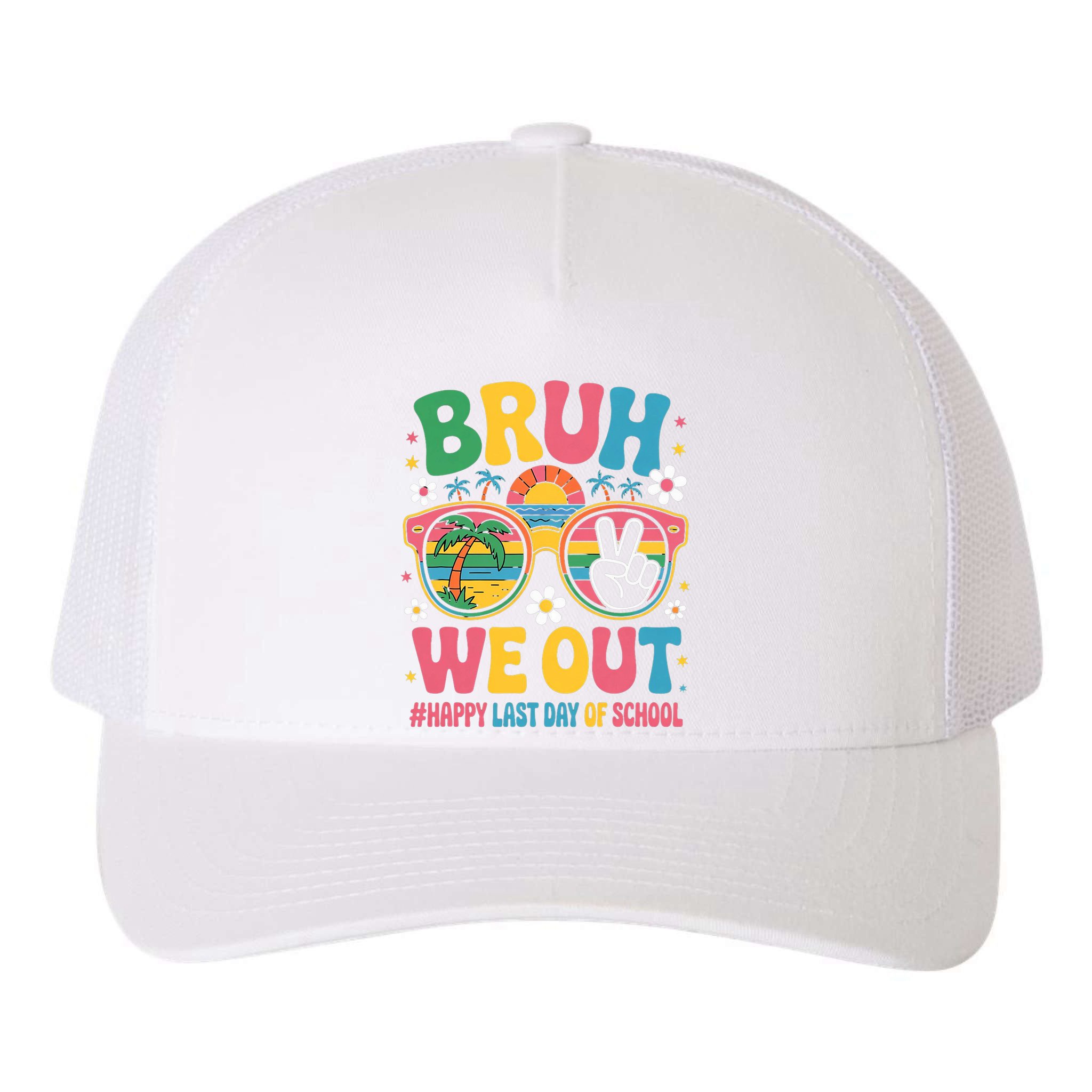 Bruh We Out Teachers Happy Last Day Of School Groovy Yupoong Adult 5-Panel Trucker Hat