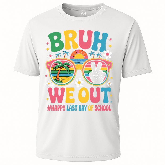 Bruh We Out Teachers Happy Last Day Of School Groovy Cooling Performance Crew T-Shirt