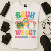 Bruh We Out Teachers Happy Last Day Of School Groovy Cooling Performance Crew T-Shirt