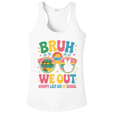 Bruh We Out Teachers Happy Last Day Of School Groovy Ladies PosiCharge Competitor Racerback Tank