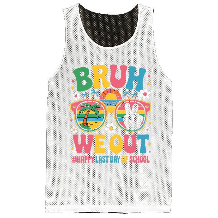 Bruh We Out Teachers Happy Last Day Of School Groovy Mesh Reversible Basketball Jersey Tank
