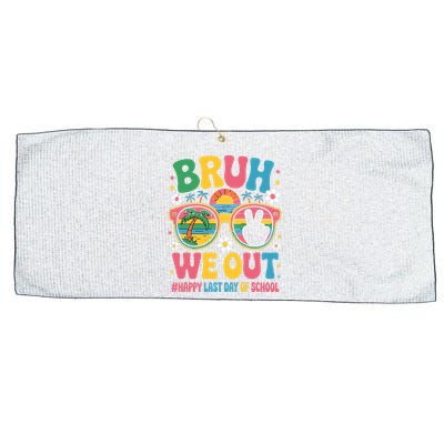 Bruh We Out Teachers Happy Last Day Of School Groovy Large Microfiber Waffle Golf Towel