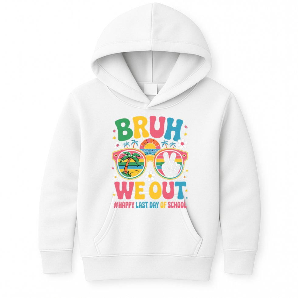 Bruh We Out Teachers Happy Last Day Of School Groovy Kids Hoodie