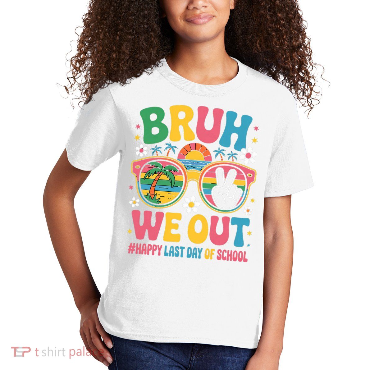 Bruh We Out Teachers Happy Last Day Of School Groovy Kids T-Shirt