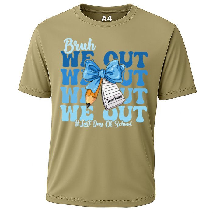 Bruh We Out Happy Last Day Of School Coquette Bow Cooling Performance Crew T-Shirt