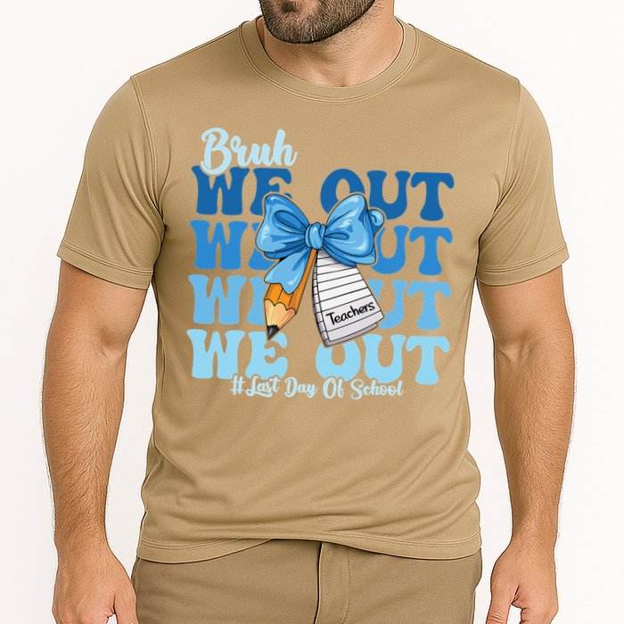 Bruh We Out Happy Last Day Of School Coquette Bow Cooling Performance Crew T-Shirt