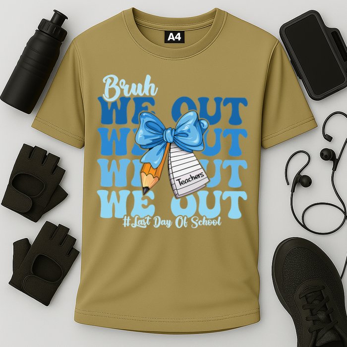 Bruh We Out Happy Last Day Of School Coquette Bow Cooling Performance Crew T-Shirt