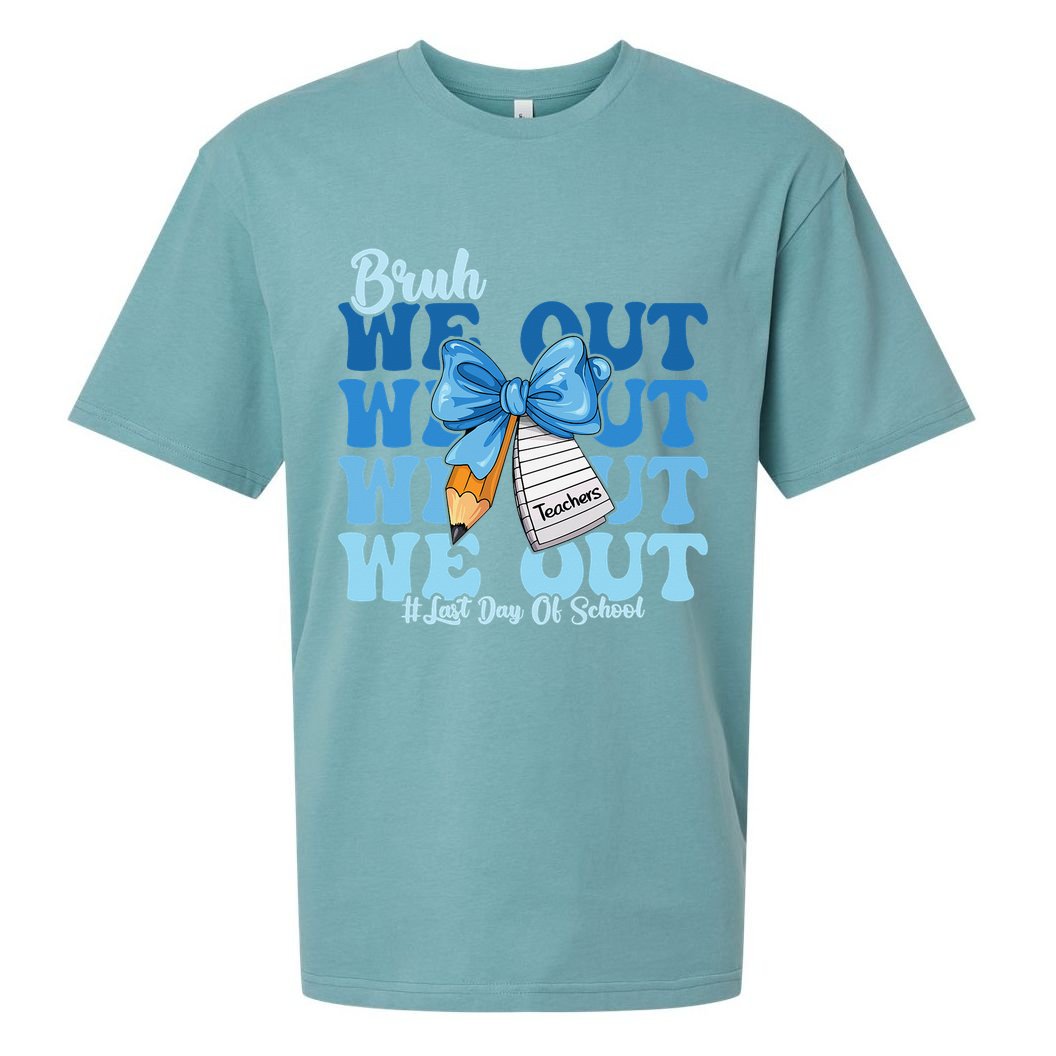 Bruh We Out Happy Last Day Of School Coquette Bow Sueded Cloud Jersey T-Shirt