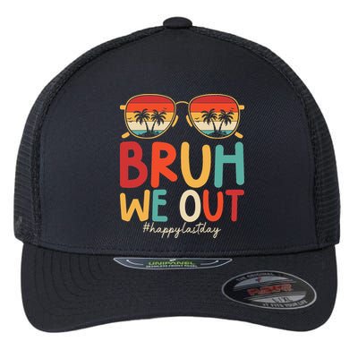 Bruh We Out Funny Last Day Of School Teacher Girl Summer Flexfit Unipanel Trucker Cap