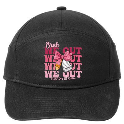 Bruh We Out Coquette Bow Happy Last Day Of School Groovy 7-Panel Snapback Hat