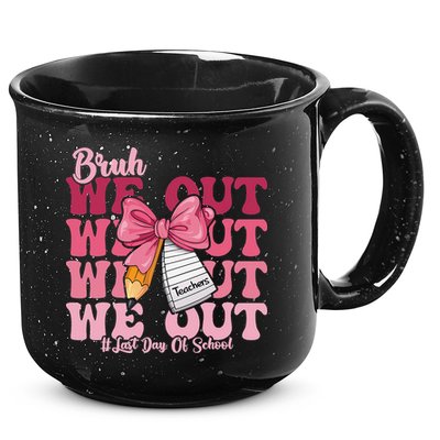 Bruh We Out Coquette Bow Happy Last Day Of School Groovy 15oz Campfire Ceramic Mug