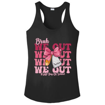 Bruh We Out Coquette Bow Happy Last Day Of School Groovy Ladies PosiCharge Competitor Racerback Tank