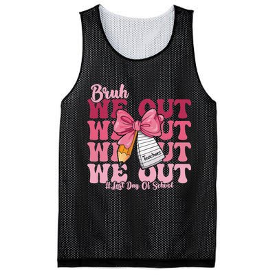 Bruh We Out Coquette Bow Happy Last Day Of School Groovy Mesh Reversible Basketball Jersey Tank