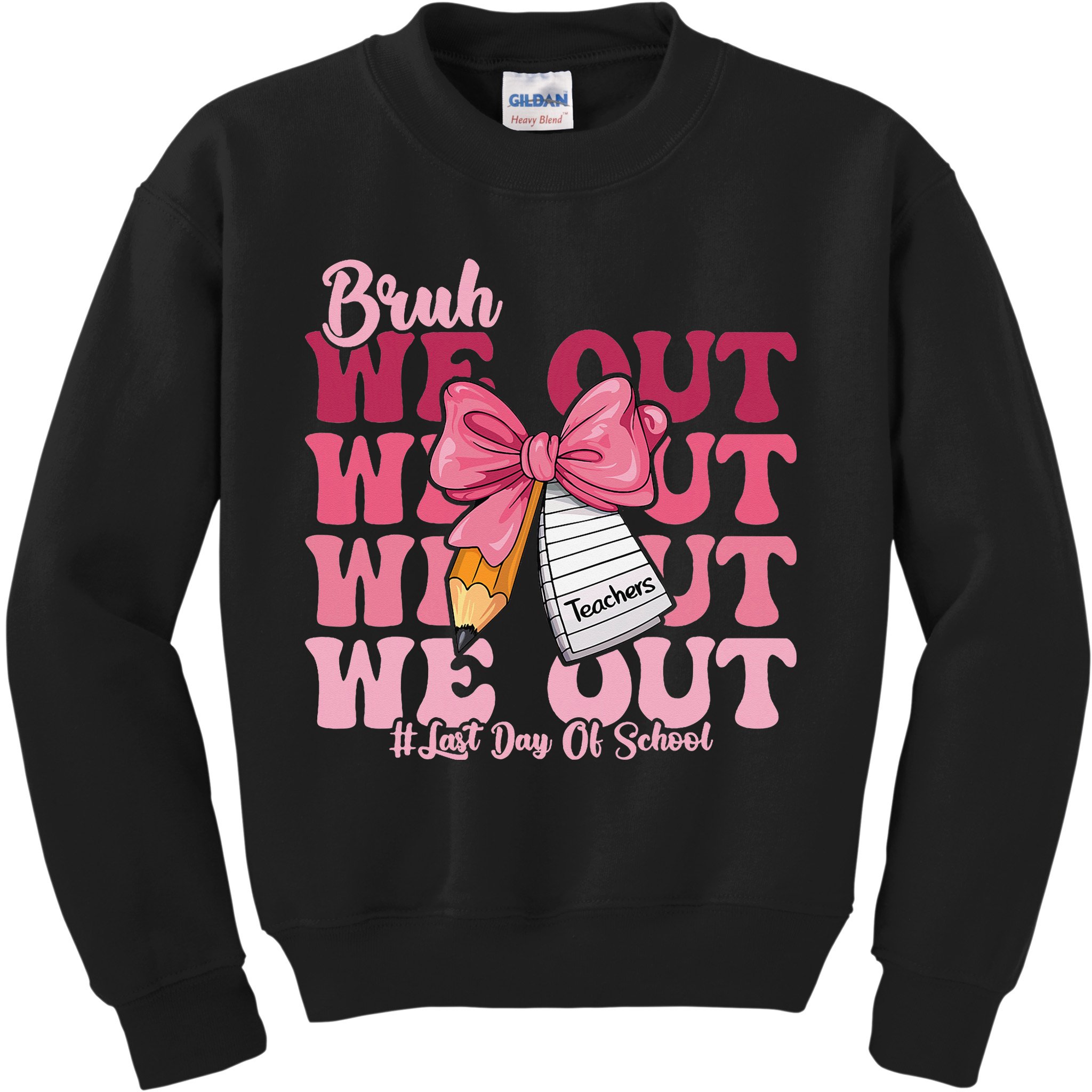 Bruh We Out Coquette Bow Happy Last Day Of School Groovy Kids Sweatshirt
