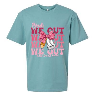 Bruh We Out Coquette Bow Happy Last Day Of School Groovy Sueded Cloud Jersey T-Shirt
