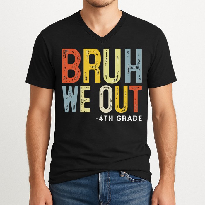 Bruh We Out 4th Graders Fourth Grade Graduation Class 2025 V-Neck T-Shirt