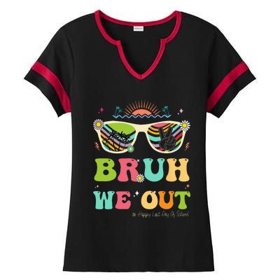 Bruh We Out Funny Last Day Of School Teacher Summer Ladies Halftime Notch Neck Tee