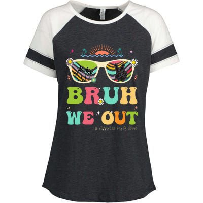 Bruh We Out Funny Last Day Of School Teacher Summer Enza Ladies Jersey Colorblock Tee