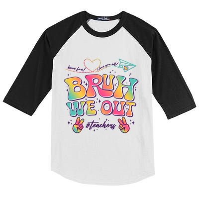 Bruh We Out #Teachers Have Fun I Love You All Kids Colorblock Raglan Jersey