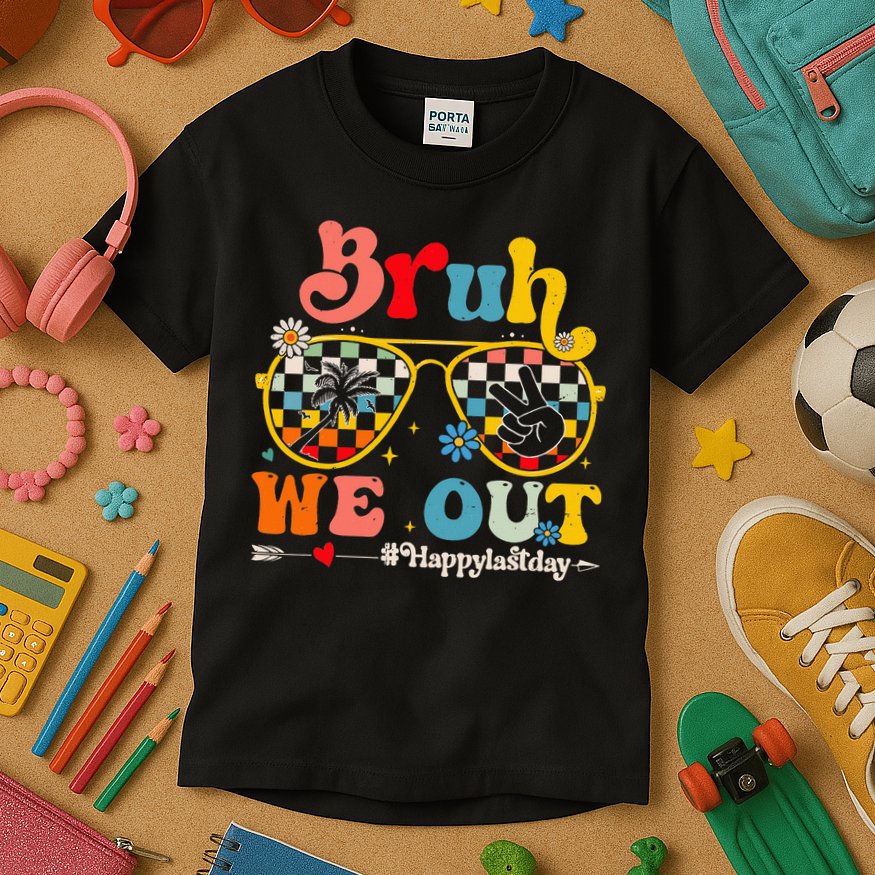 Bruh We Out Happy Last Day Of School Teacher Kids T-Shirt